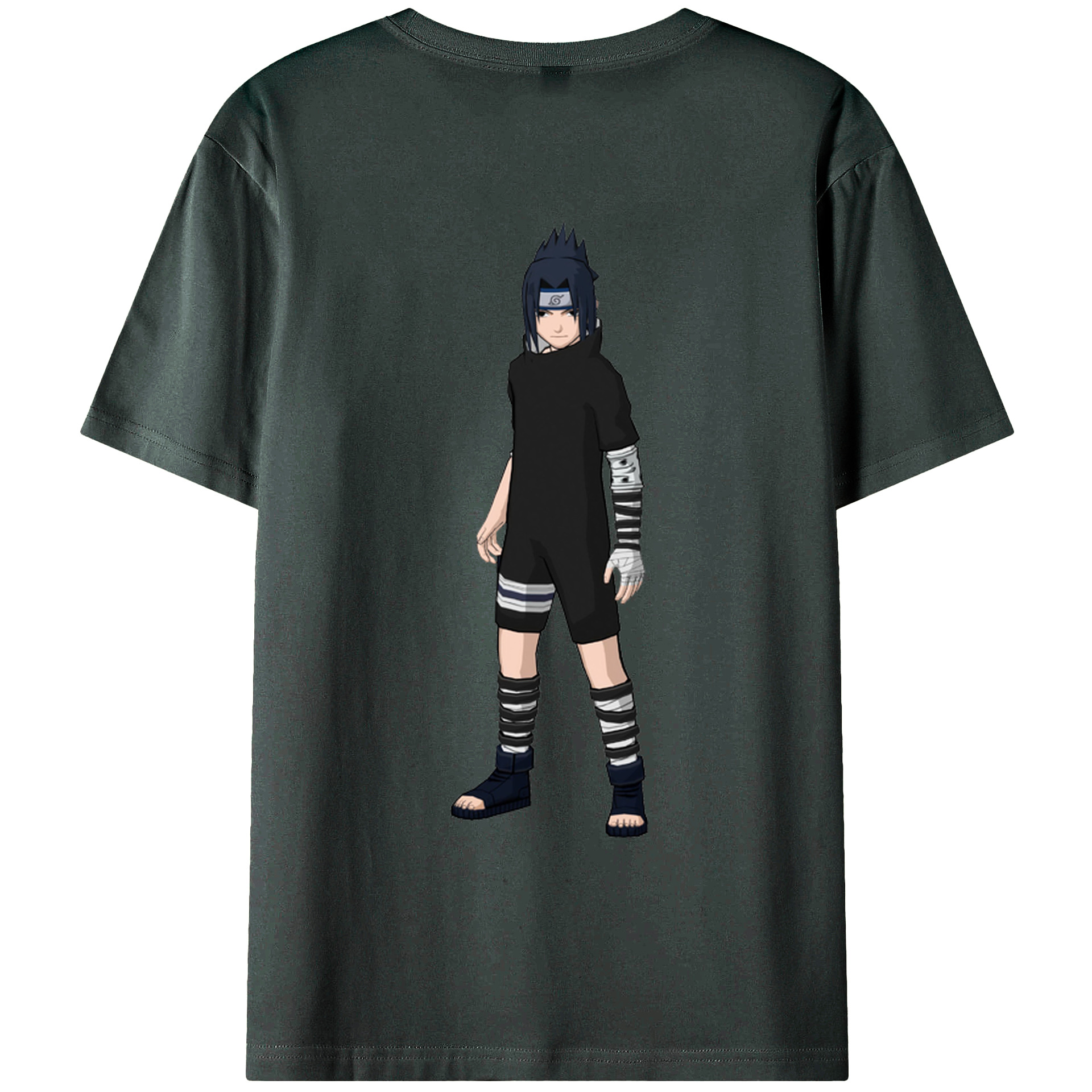 （画像用） NARUTO -ナルト- うちは サスケ Uchiha Sasuke 綿100％ メンズ半袖Tシャツ（バックプリント） 通気性